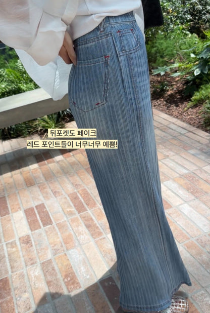 💐데님 플리츠 밴딩팬츠