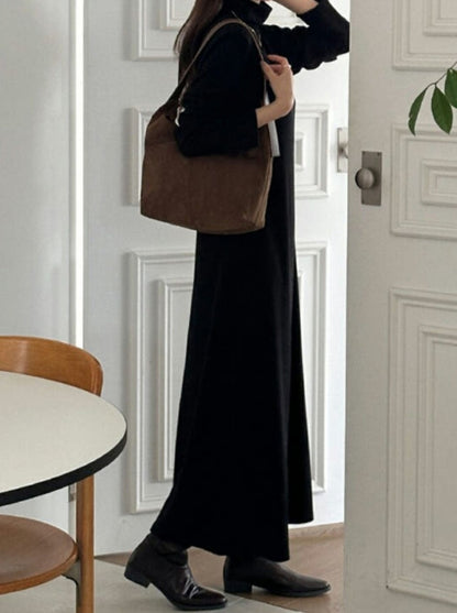 터들넥 루즈핏 니트 롱 원피스