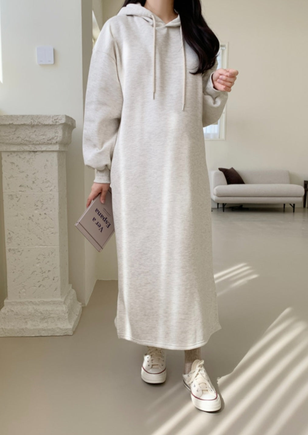 후드 롱 원피스