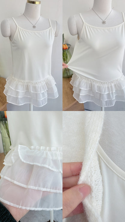 ⏩️ 리본 가디건 & 프릴 끈나시 Set