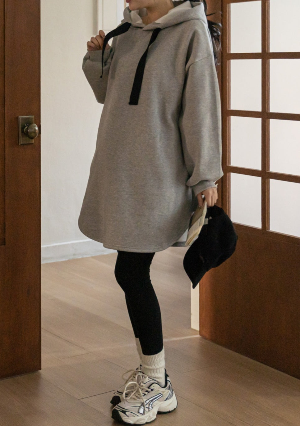 심플 후드박시핏 미니원피스