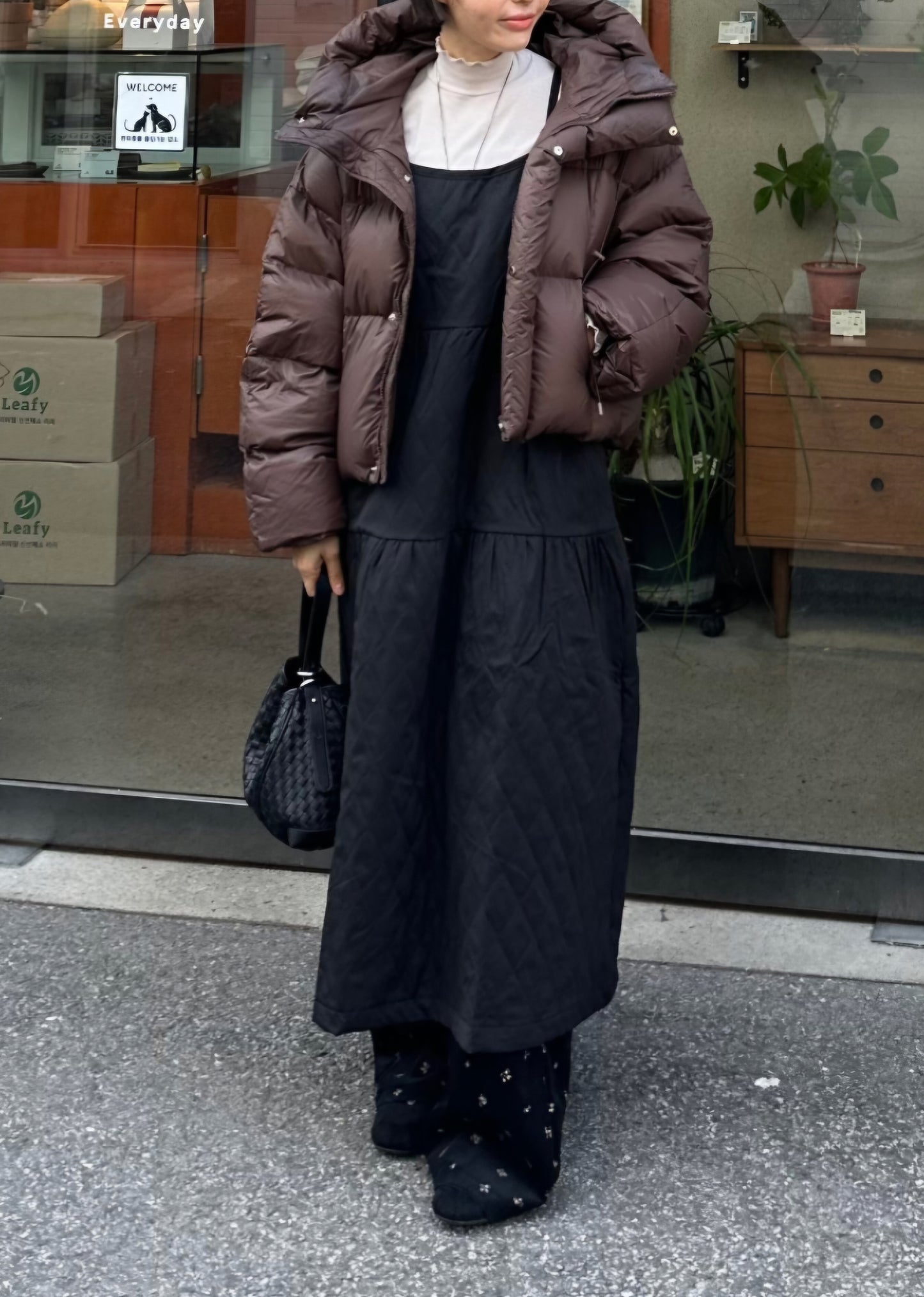 누빔 레이어드 원피스