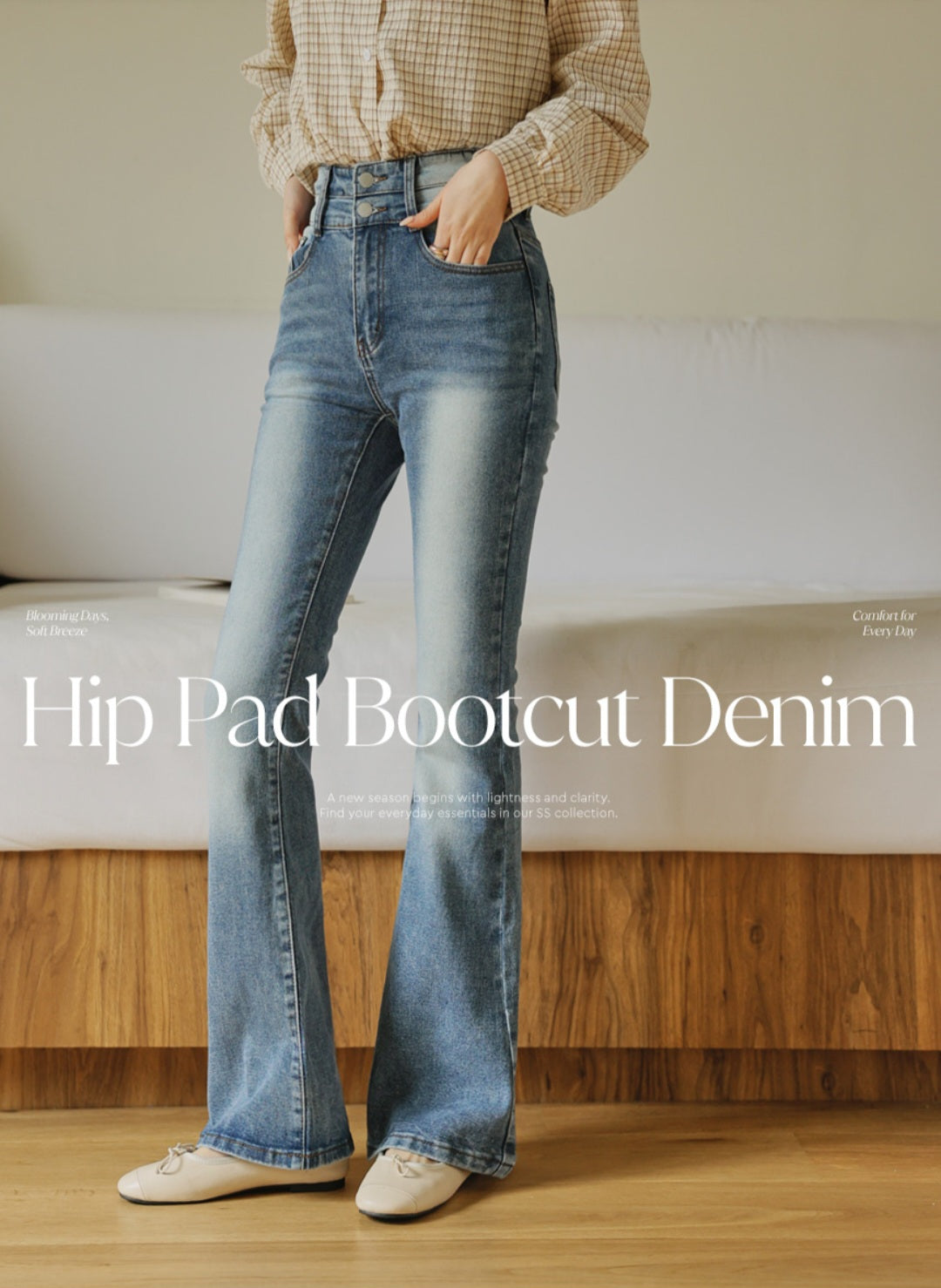 ⏩️ 골반패드 3type 더블버튼 부츠컷데님