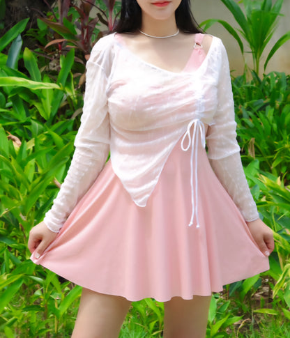 🩱 셔링 시스루 커버업 SET [~5XL]