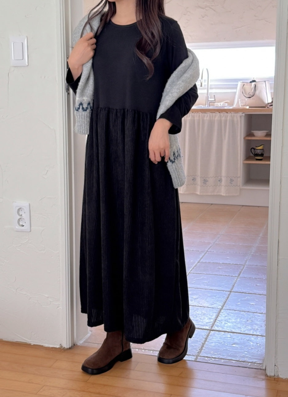 골덴 레이어드 긴팔원피스