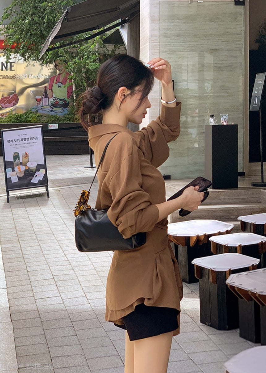 스트랩 셔츠 미니원피스