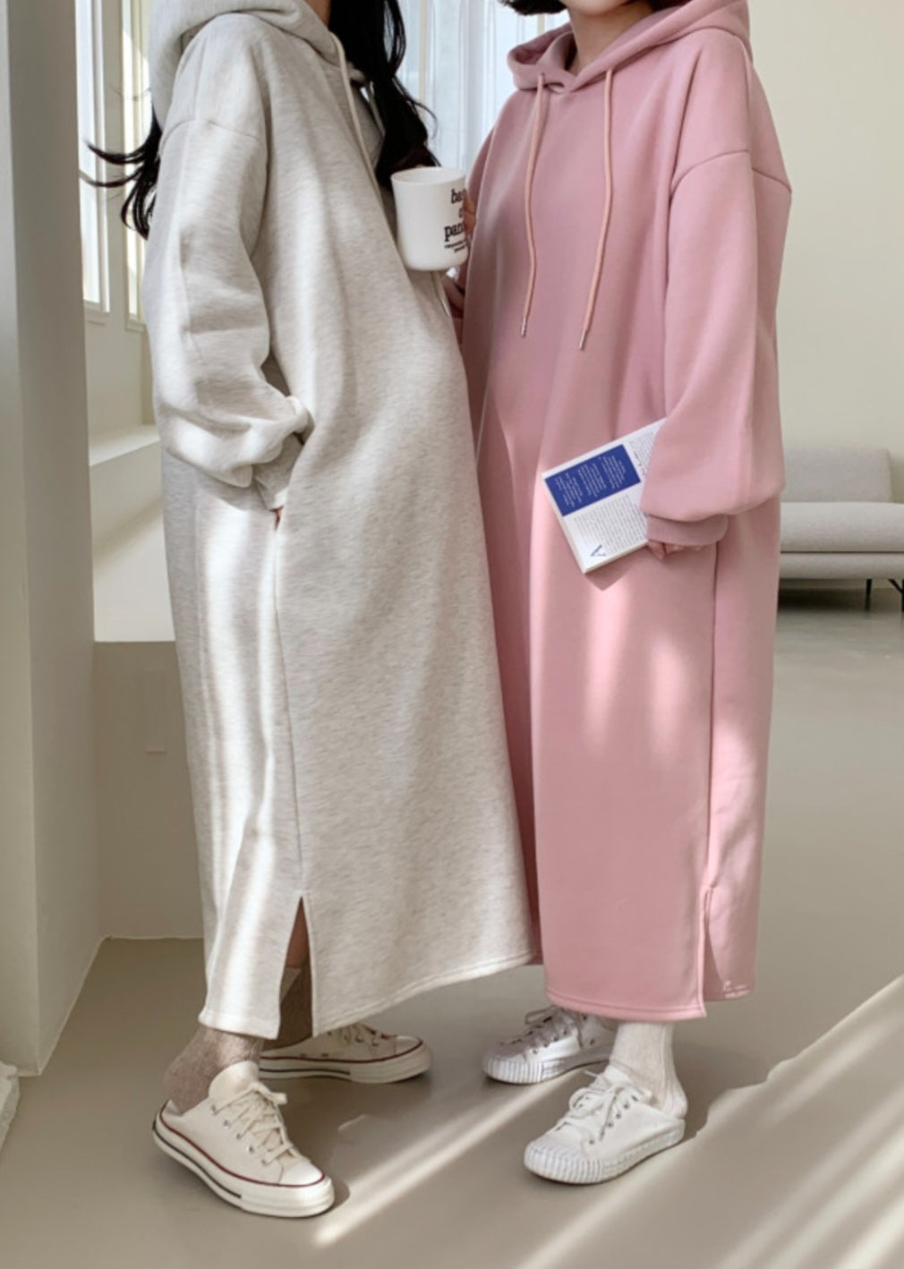 후드 롱 원피스