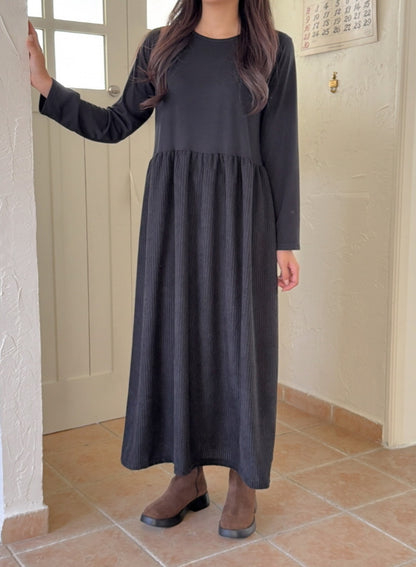 골덴 레이어드 긴팔원피스