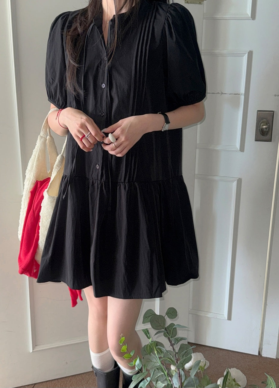 ☀️베리 핀턱 퍼프 미니원피스