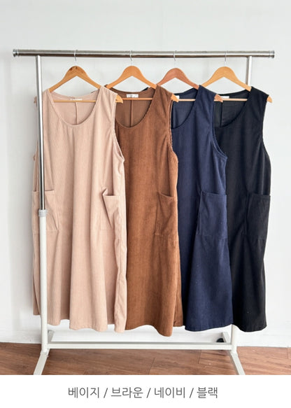 골덴 주머니 나시원피스