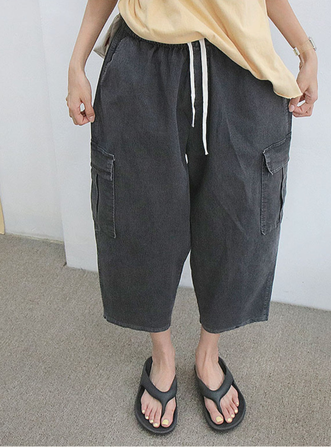 🏖 카고포켓 8부 배기 데님팬츠