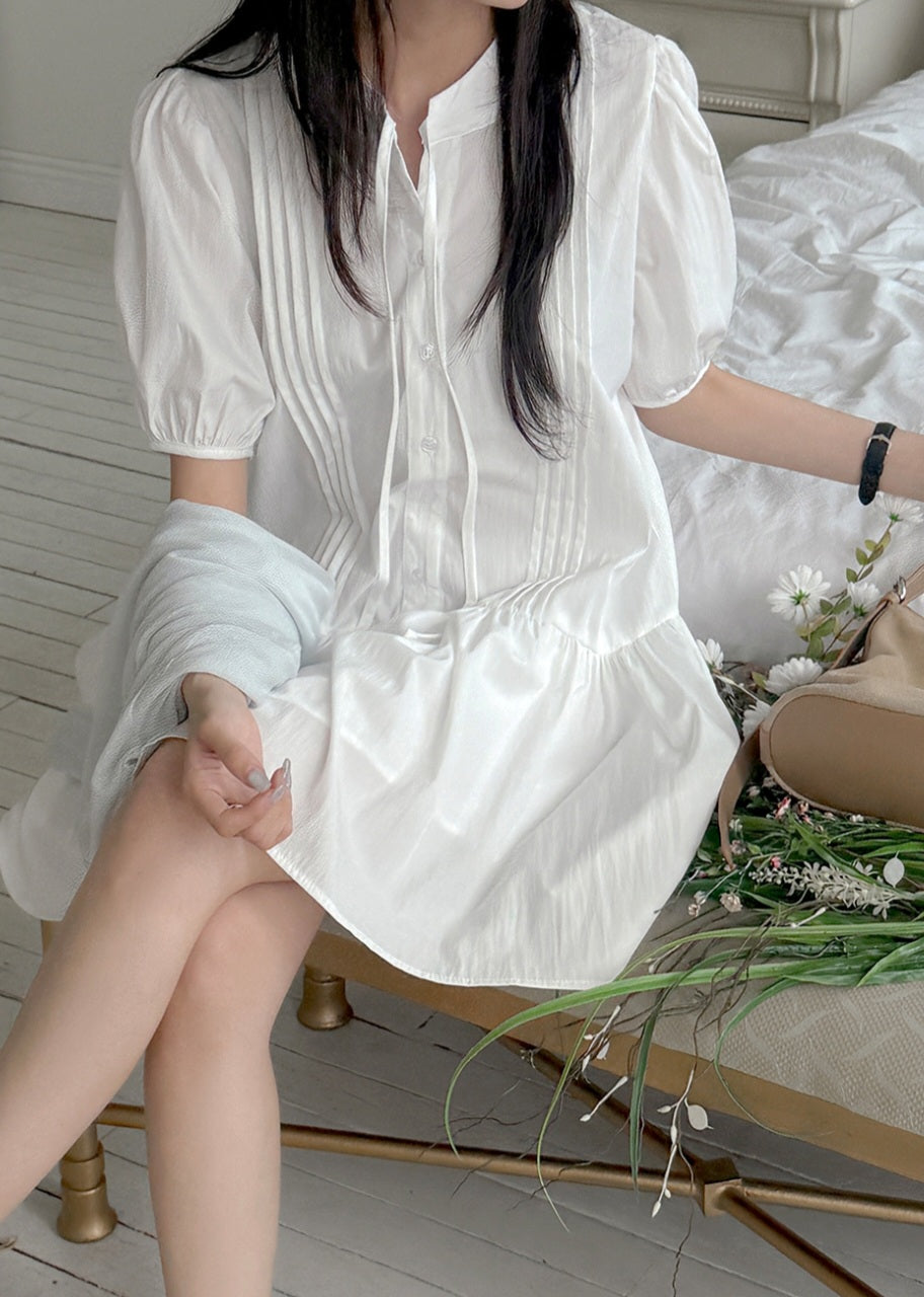 ☀️베리 핀턱 퍼프 미니원피스