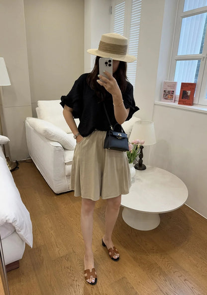 프릴 링클 블라우스