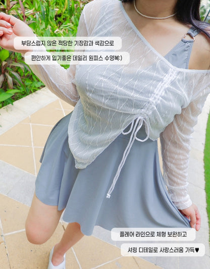 🩱 셔링 시스루 커버업 SET [~5XL]