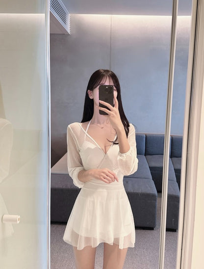 브이넥 시스루 원피스수영복 (XXL까지)