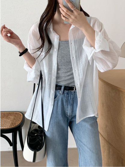 ☀️시어 시스루 루즈핏 셔츠
