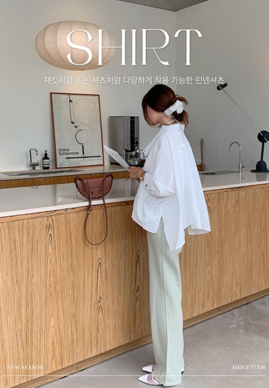 언발 린넨 셔츠