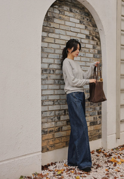 (NEW)절개 하이웨스트 와이드 청바지 S-2XL 3단기장