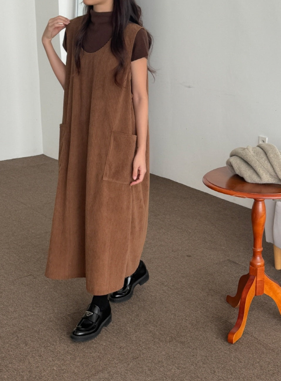 골덴 주머니 나시원피스