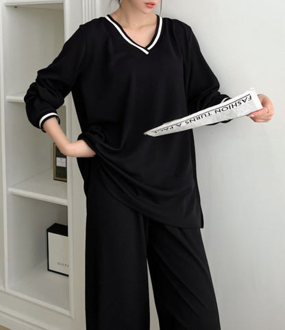 배색 와이드팬츠 Set (~2XL)