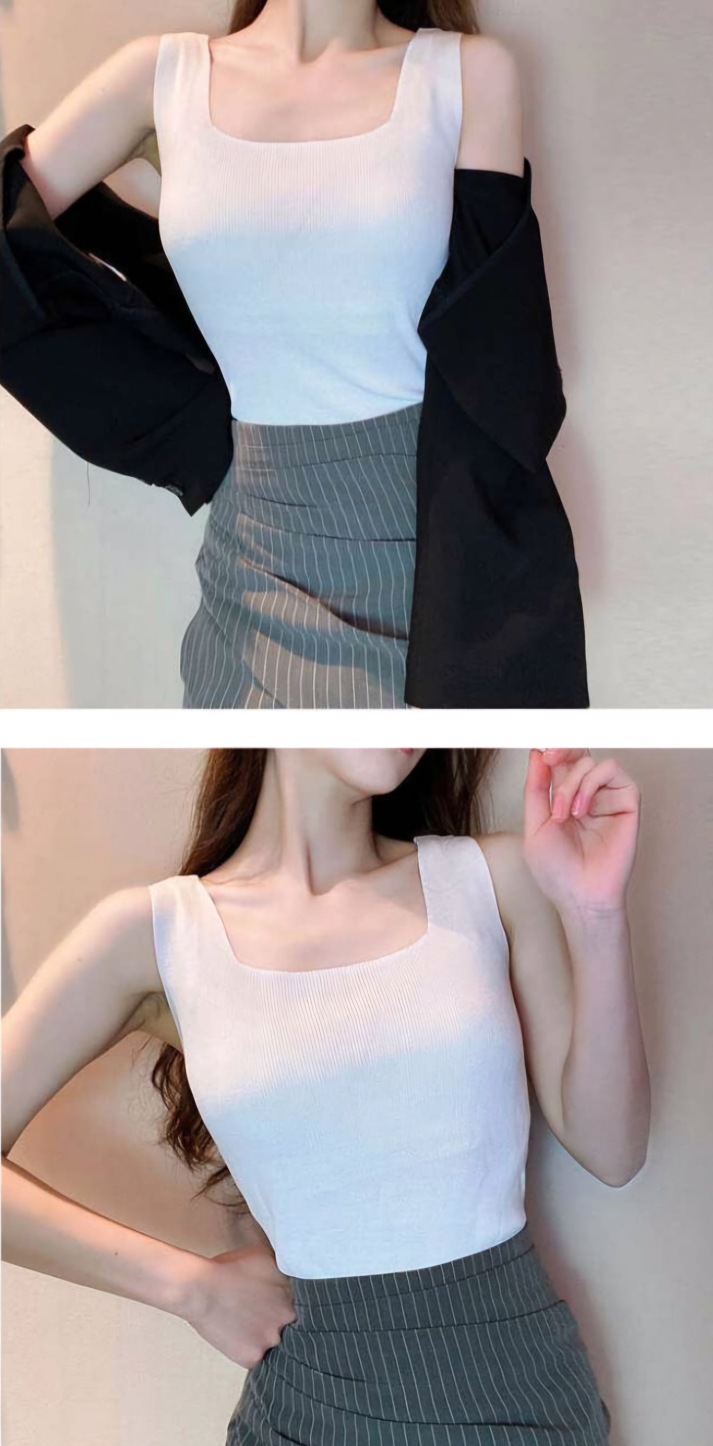 스퀘어넥 여름니트 나시