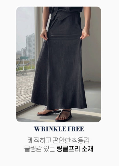 ☀️쿨스판 링클프리 핀턱 9부 치마바지SET