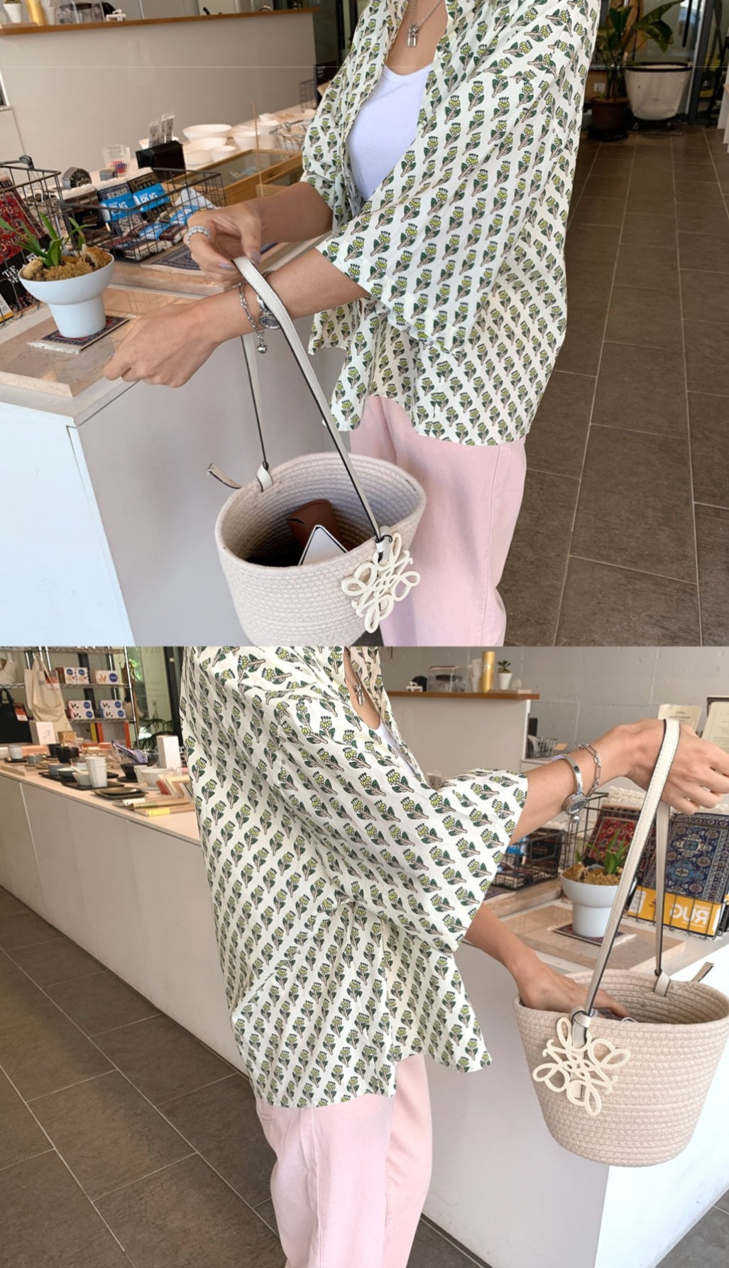 [토끼/ 꽃]프린팅 반팔셔츠