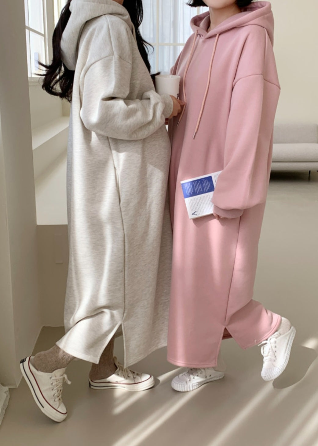 후드 롱 원피스