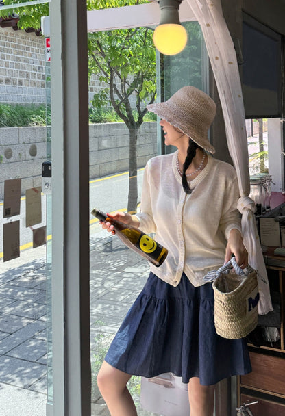 프릴데님 4부 치마바지
