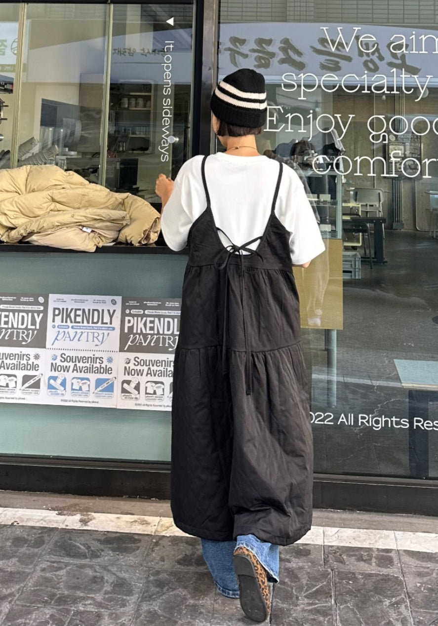 누빔 레이어드 원피스