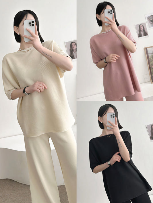 보트넥 반팔 상하의 Set