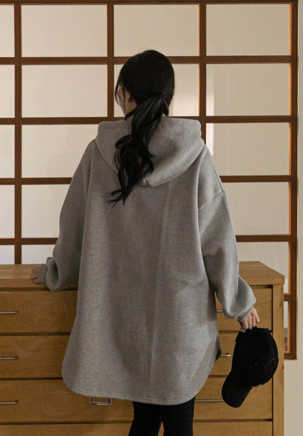 심플 후드박시핏 미니원피스