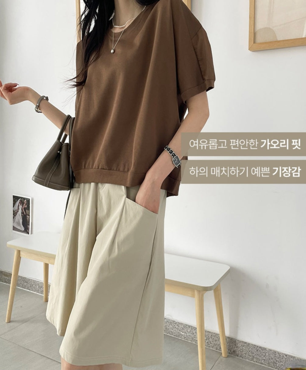 ☀️뒷리본 라운드 반팔티