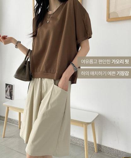 ☀️뒷리본 라운드 반팔티