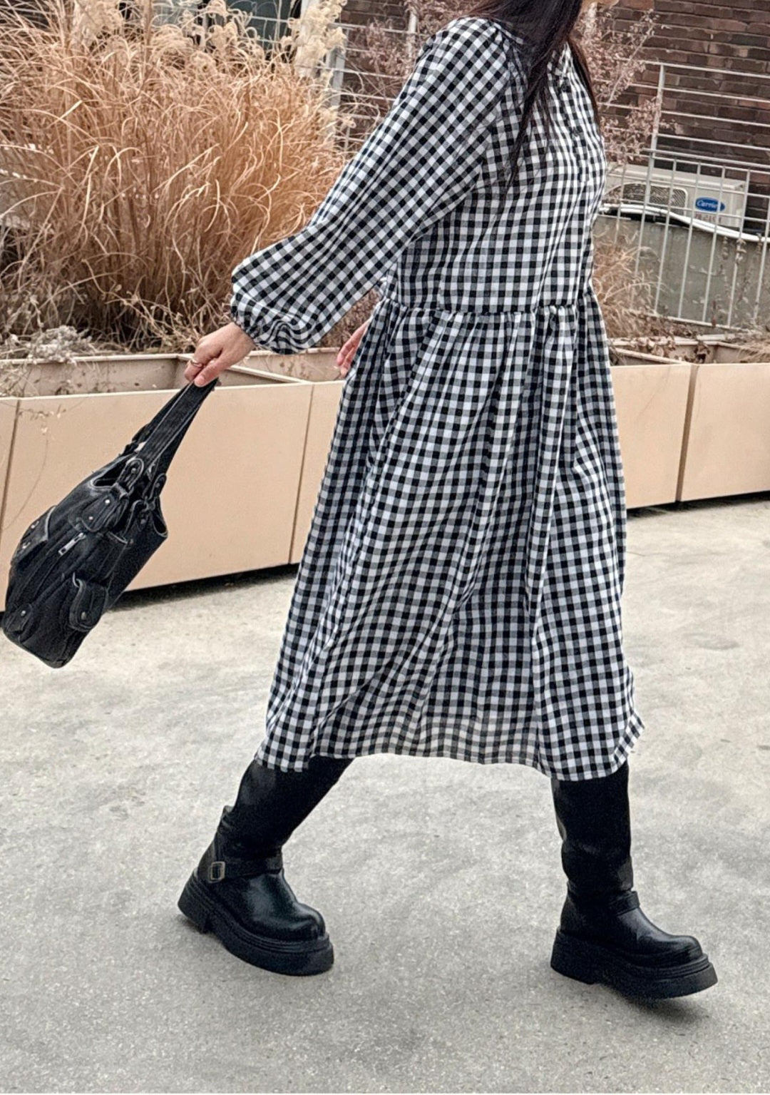 ⏩️ 체크 아방 롱원피스