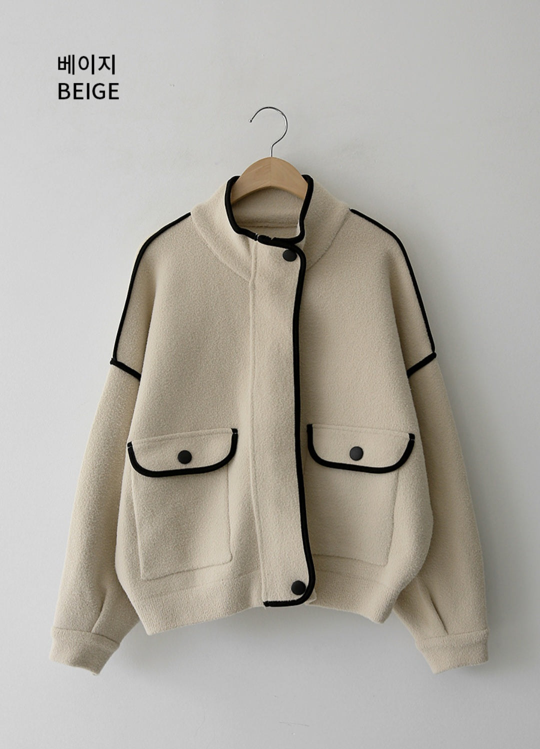 포인트 집업 니트 자켓