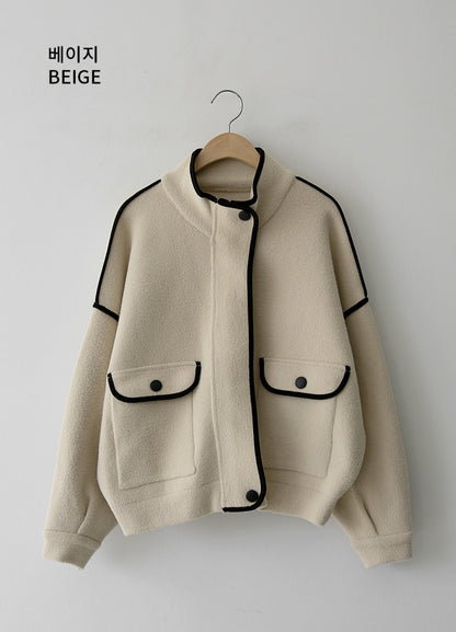 포인트 집업 니트 자켓