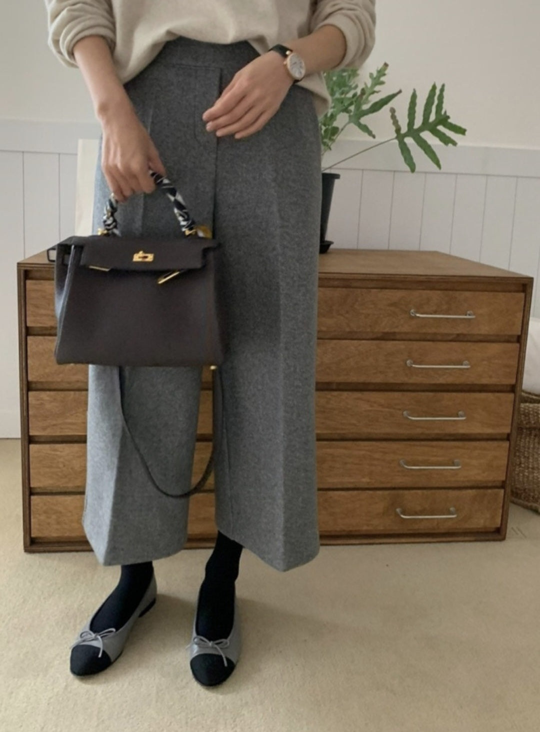 뒷밴딩 울팬츠 (8부~9부)