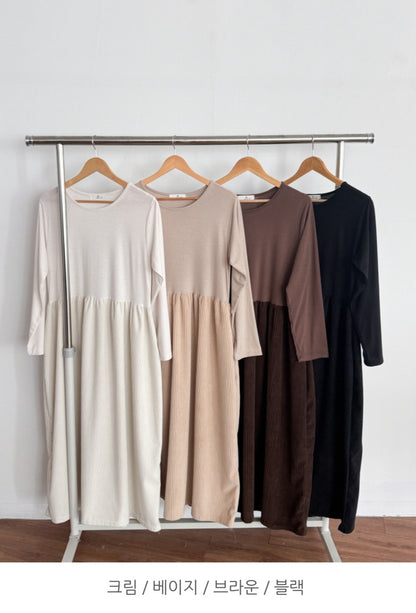 골덴 레이어드 긴팔원피스