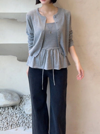 ⏩️ 플레어 나시& 라운드넥 가디건 Set