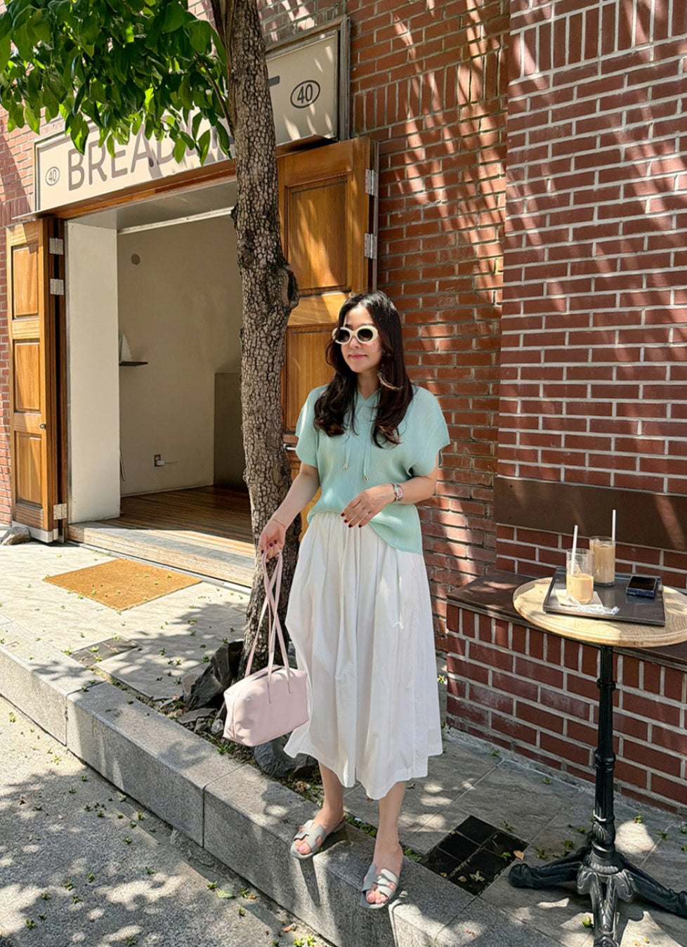💐후드 플리츠 반팔