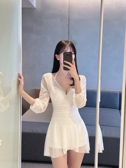 브이넥 시스루 원피스수영복 (XXL까지)
