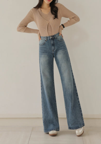 ⏩️ 체형커버 2type 보정핏 와이드부츠컷데님