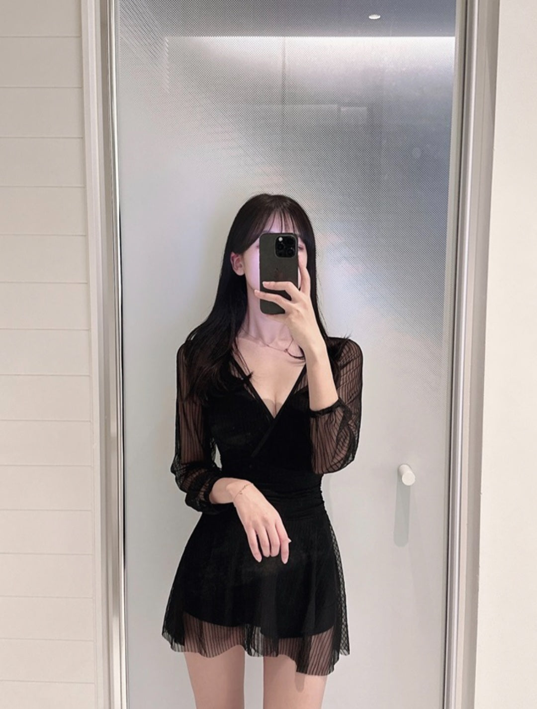 브이넥 시스루 원피스수영복 (XXL까지)