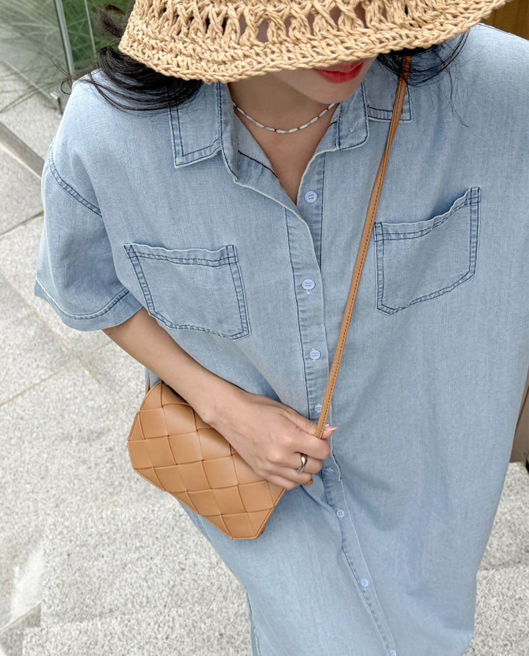 ☀️포켓 카라 데님원피스