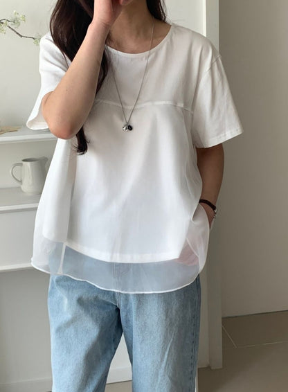 ☀️오간자 밑단 레이어드 반팔티
