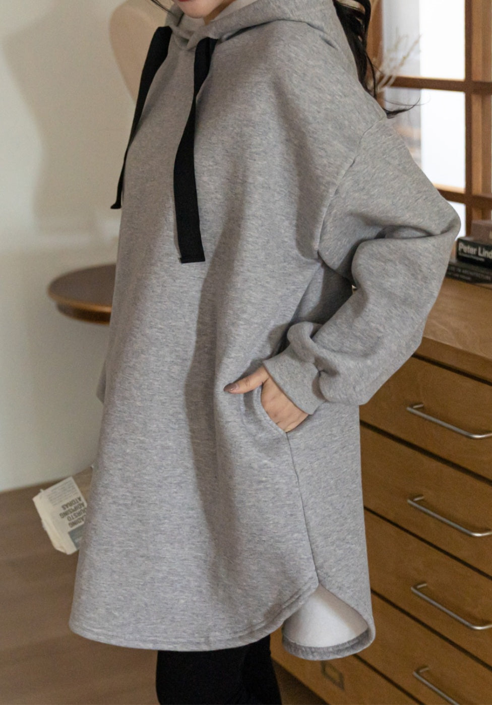 심플 후드박시핏 미니원피스