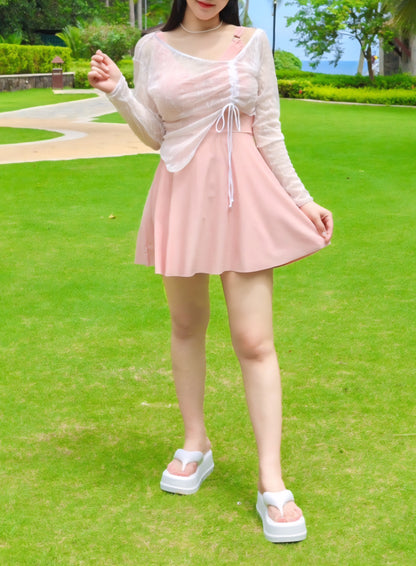 🩱 셔링 시스루 커버업 SET [~5XL]