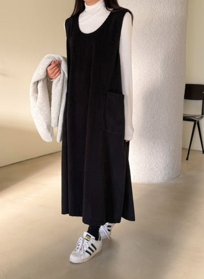 골덴 주머니 나시원피스