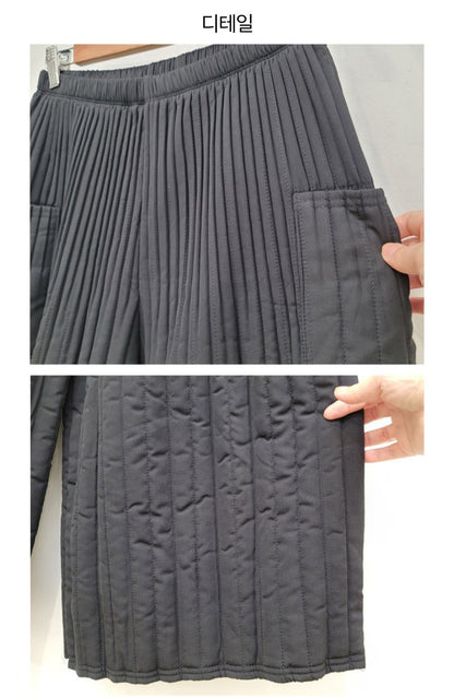 (NEW) 누빔 통와이드 밴딩팬츠